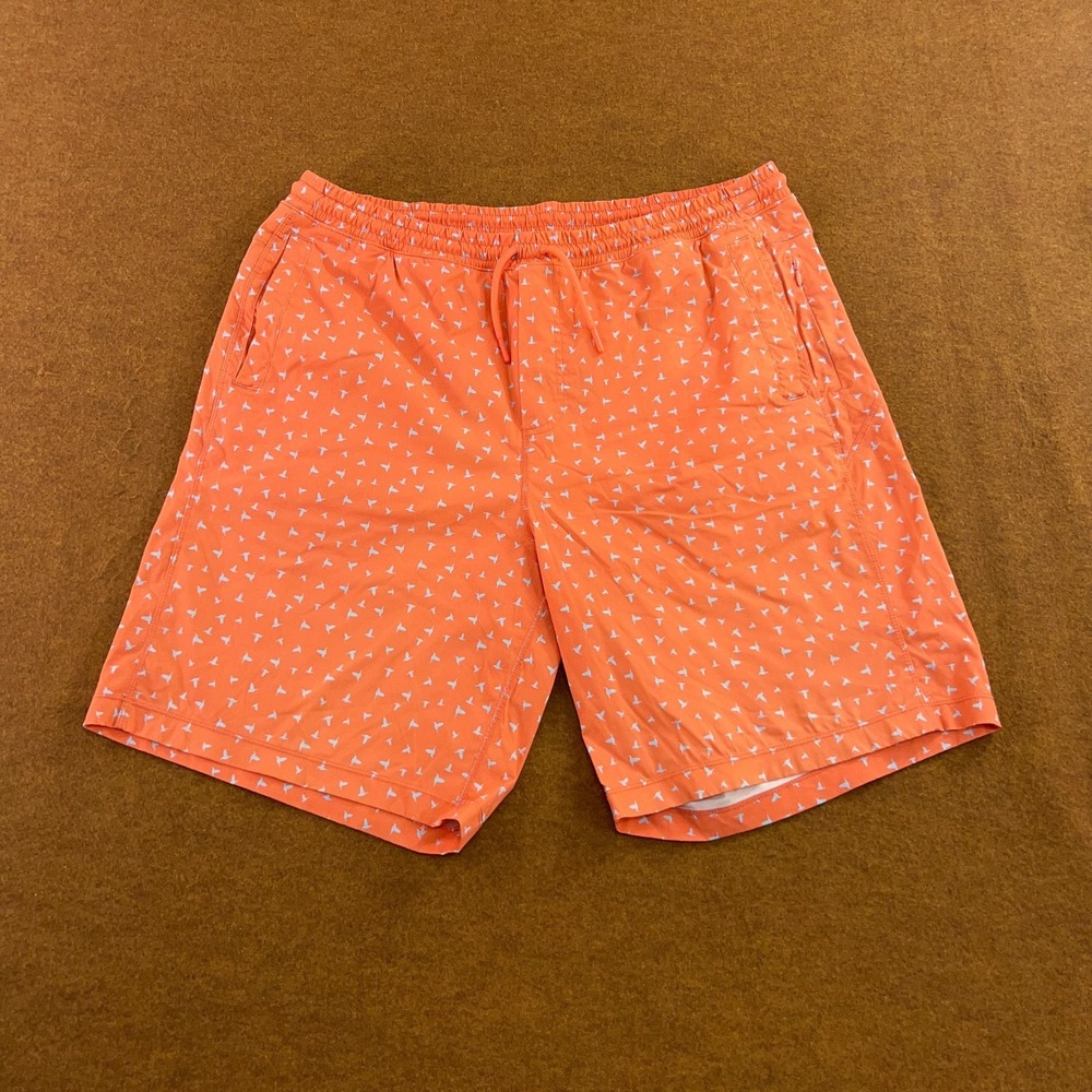 Birddogs Mens 3X-Large Long Orange Logo Print Lined Inner Banks Swim Trunks